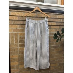 American Eagle Striped Relaxed Flare Cropped Pants Sz M Coastal Grandma Resort